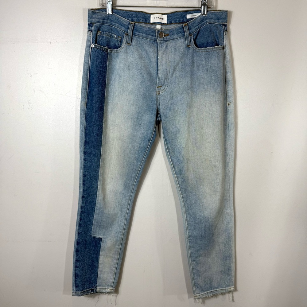 Frame Denim Blue Patchwork Ankle Cropped Jeans Us… - image 2